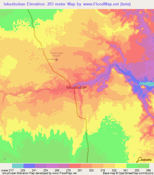 Iskushuban,Somalia Elevation Map