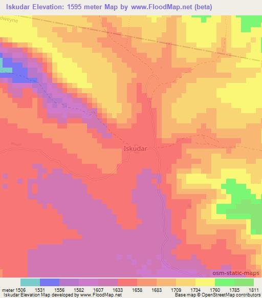 Iskudar,Somalia Elevation Map