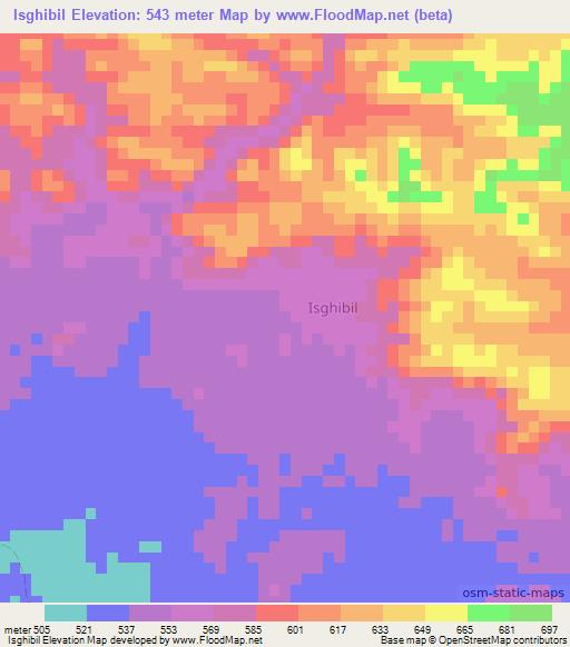 Isghibil,Somalia Elevation Map