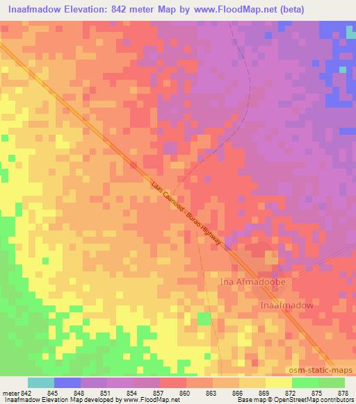 Inaafmadow,Somalia Elevation Map