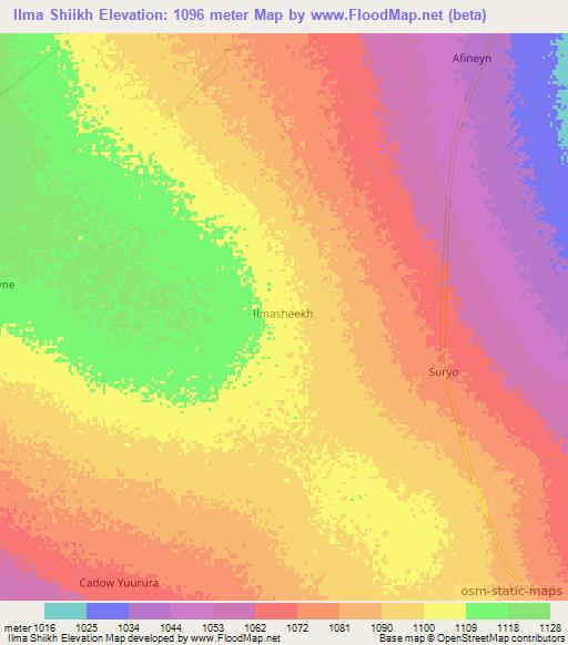 Ilma Shiikh,Somalia Elevation Map