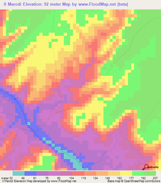 Il Marodi,Somalia Elevation Map