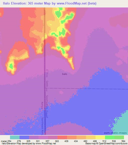 Ilalo,Somalia Elevation Map