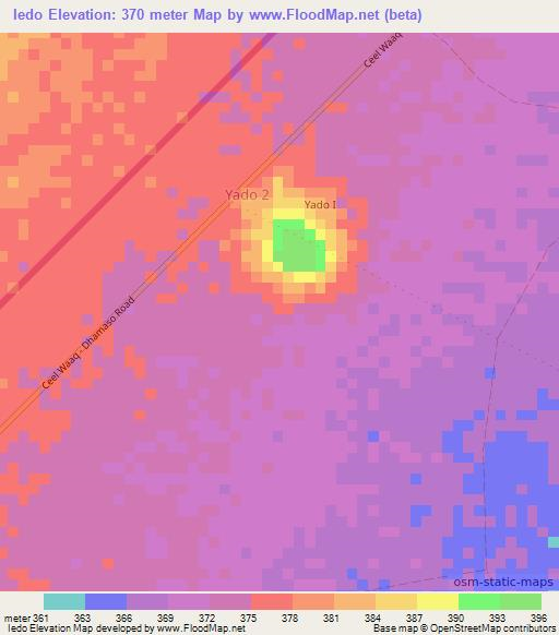 Iedo,Somalia Elevation Map
