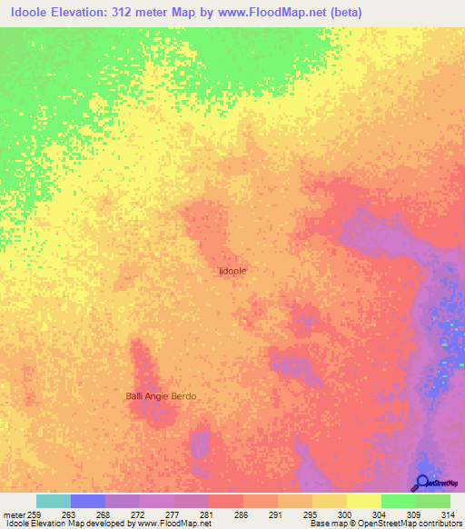 Idoole,Somalia Elevation Map