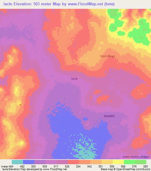 Iacle,Somalia Elevation Map