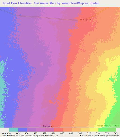 Iabel Bon,Somalia Elevation Map