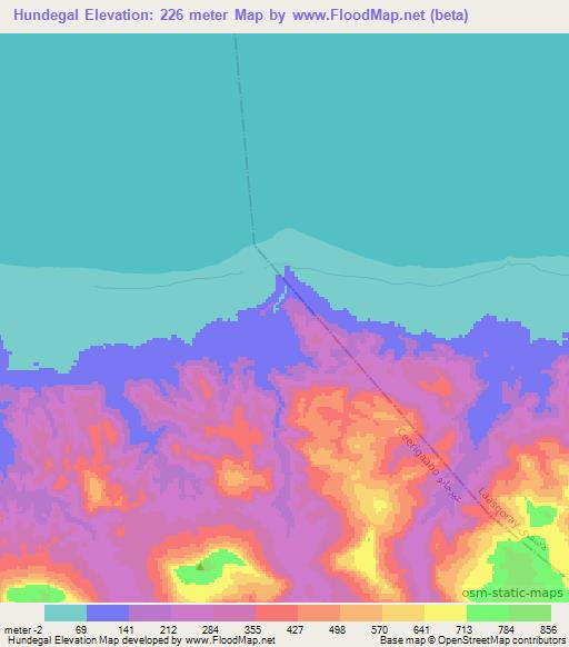 Hundegal,Somalia Elevation Map
