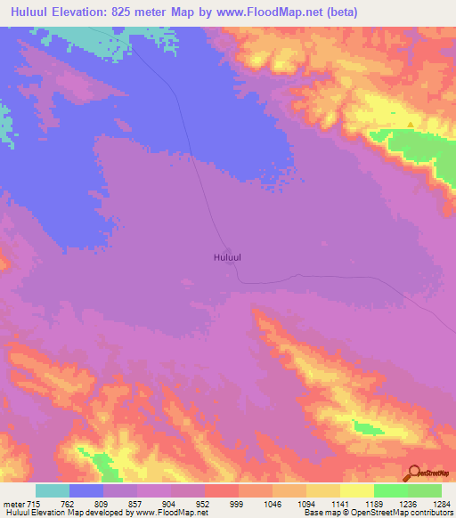 Huluul,Somalia Elevation Map
