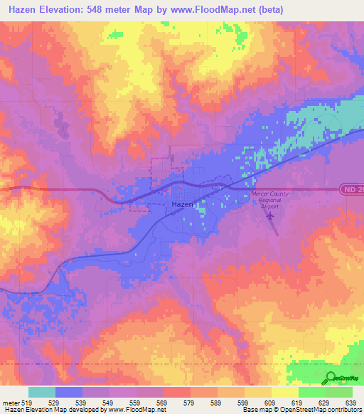 Hazen,US Elevation Map