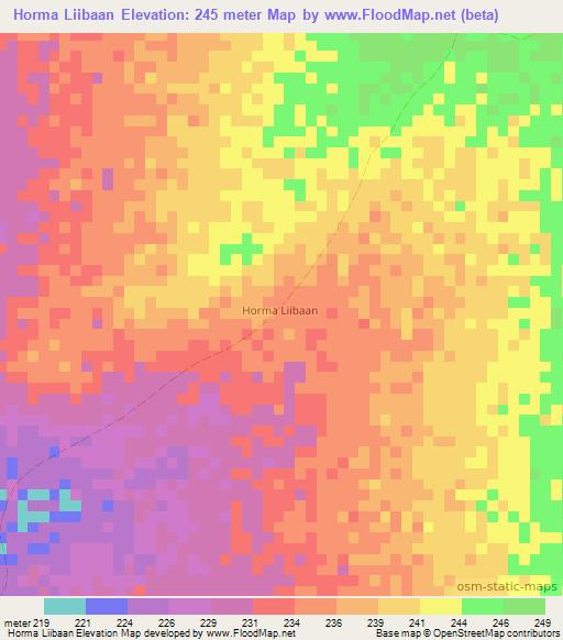 Horma Liibaan,Somalia Elevation Map