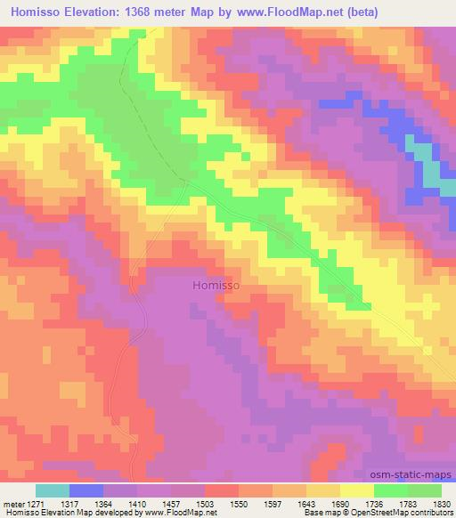 Homisso,Somalia Elevation Map