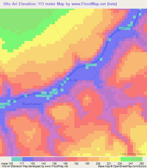 Hilo Ari,Somalia Elevation Map