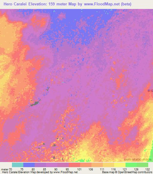 Hero Caralei,Somalia Elevation Map