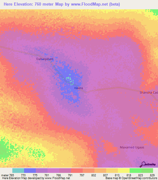 Here,Somalia Elevation Map