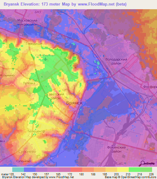 Bryansk,Russia Elevation Map