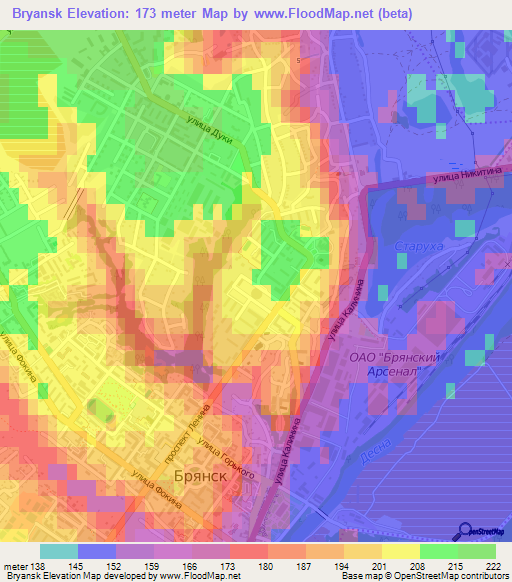 Bryansk,Russia Elevation Map