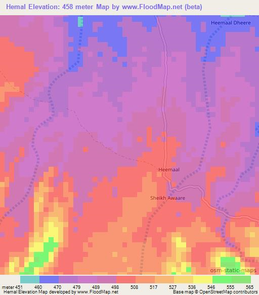 Hemal,Somalia Elevation Map
