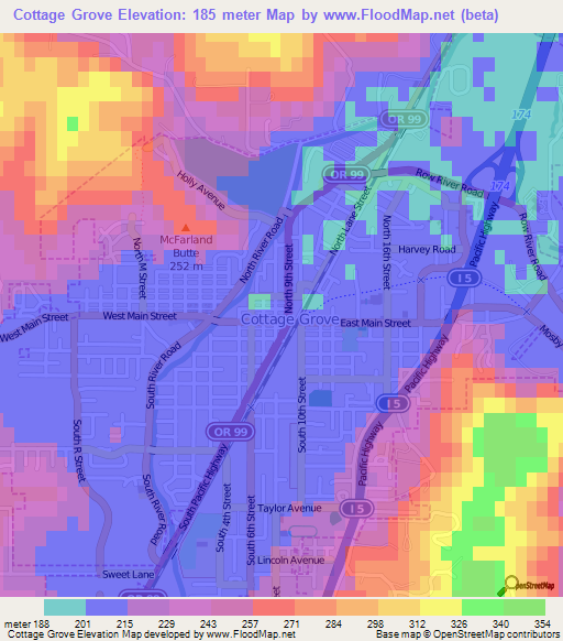 Cottage Grove,US Elevation Map
