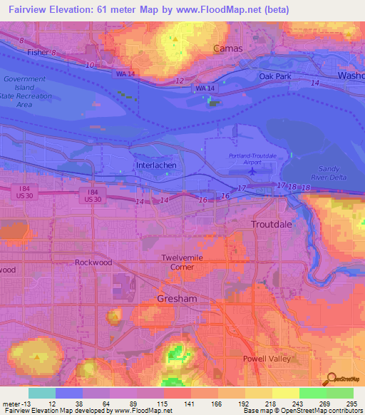 Fairview,US Elevation Map