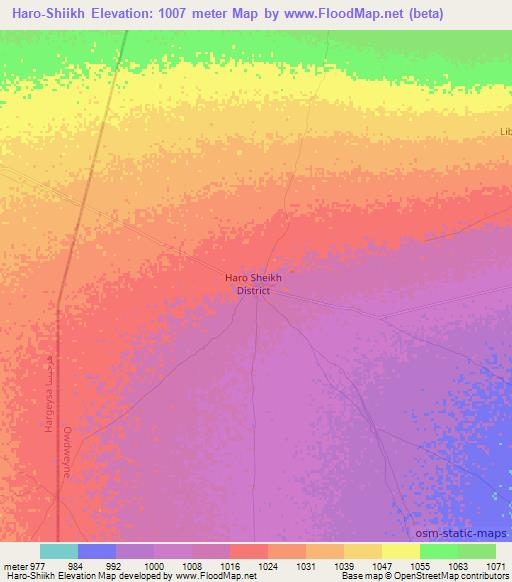 Haro-Shiikh,Somalia Elevation Map