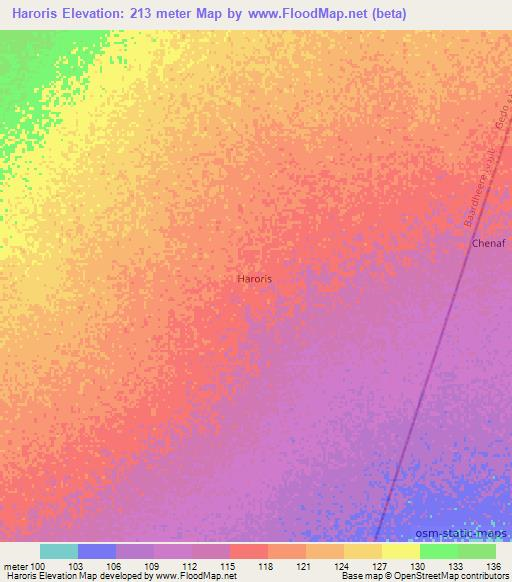 Haroris,Somalia Elevation Map