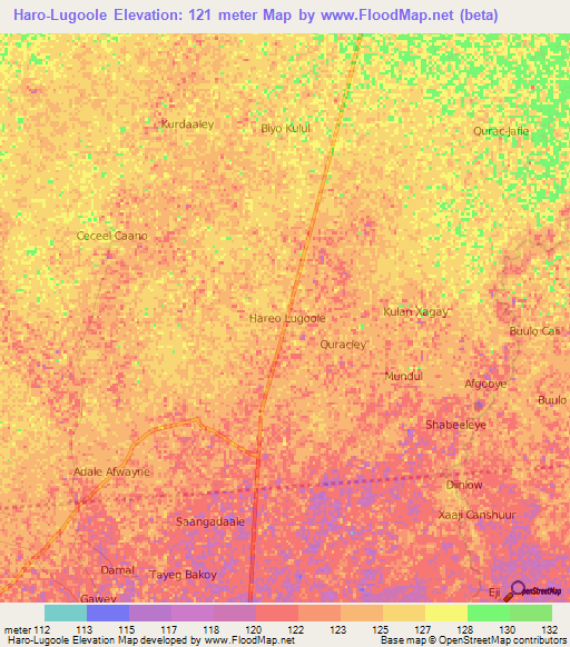 Haro-Lugoole,Somalia Elevation Map