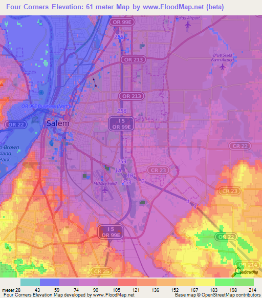 Four Corners,US Elevation Map