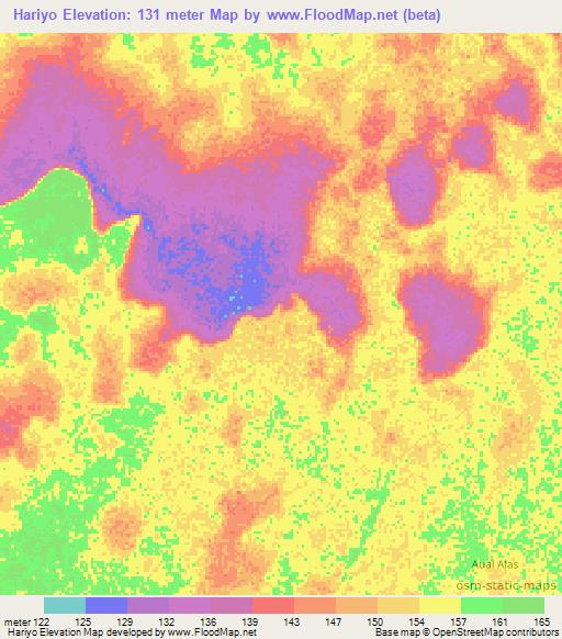Hariyo,Somalia Elevation Map