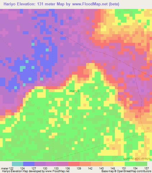 Hariyo,Somalia Elevation Map