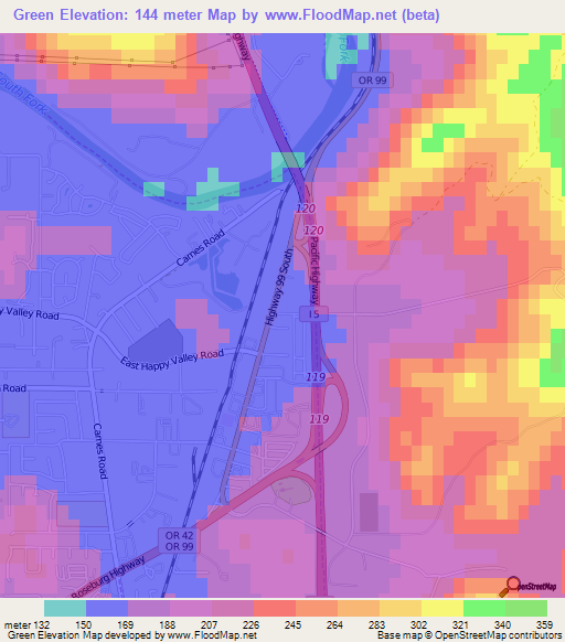Green,US Elevation Map