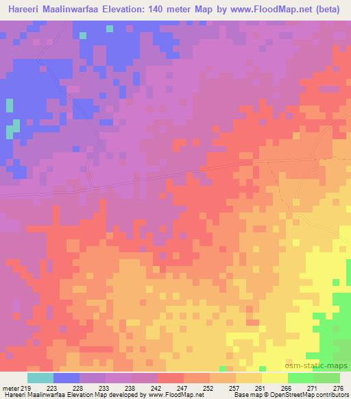 Hareeri Maalinwarfaa,Somalia Elevation Map
