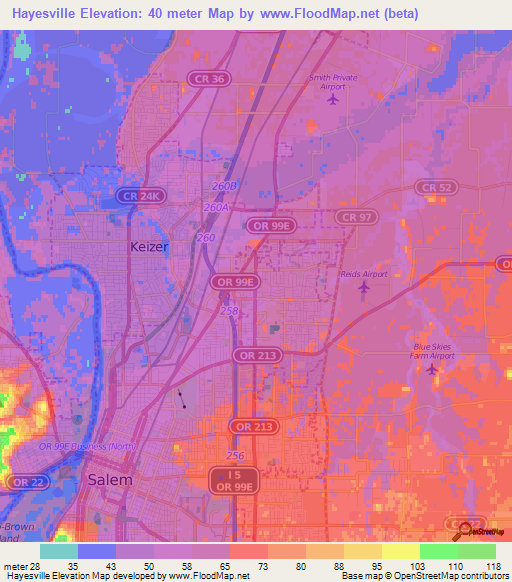 Hayesville,US Elevation Map