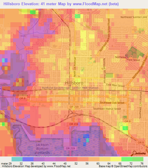 Hillsboro,US Elevation Map