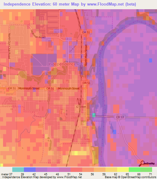 Independence,US Elevation Map