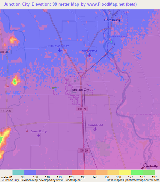 Junction City,US Elevation Map