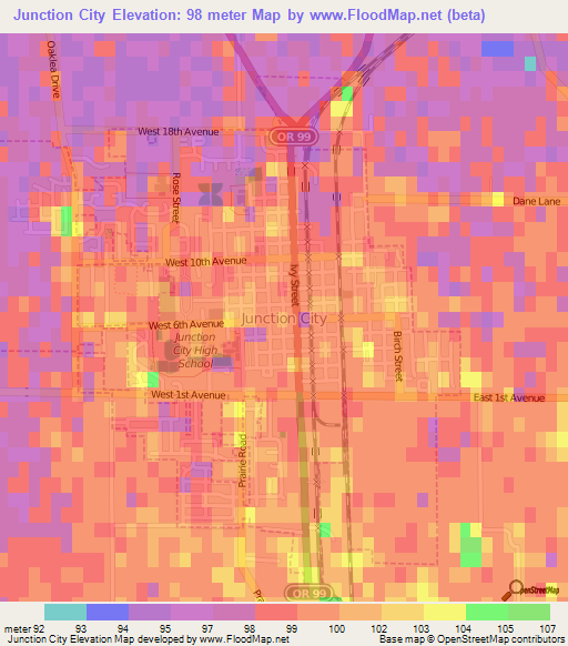 Junction City,US Elevation Map