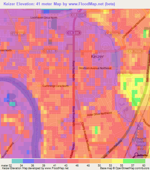 Keizer,US Elevation Map