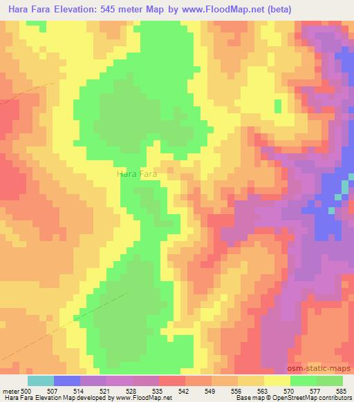 Hara Fara,Somalia Elevation Map
