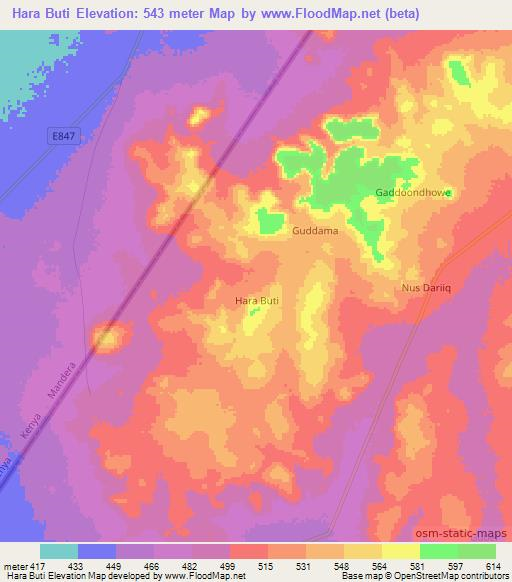 Hara Buti,Somalia Elevation Map