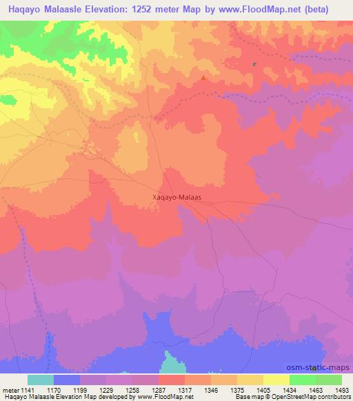 Haqayo Malaasle,Somalia Elevation Map