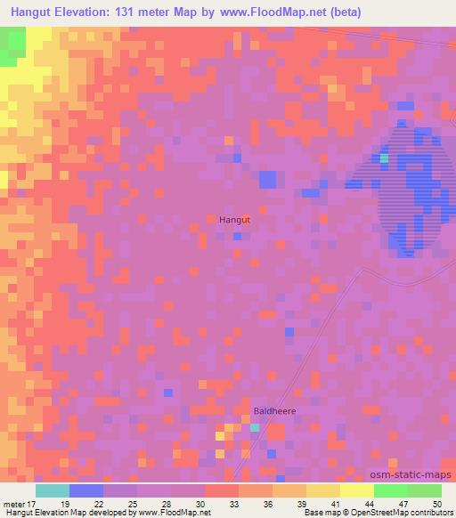 Hangut,Somalia Elevation Map