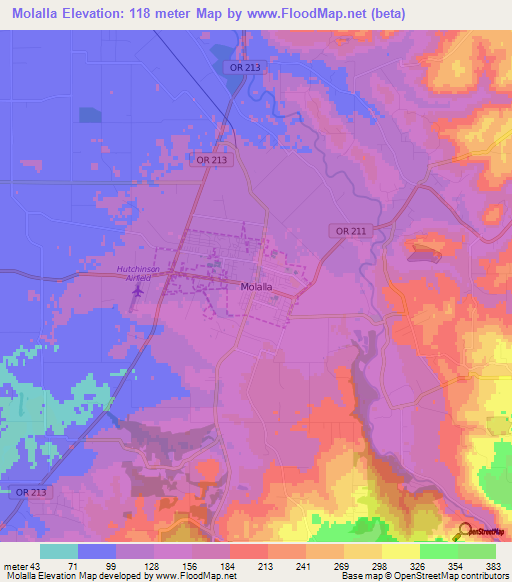 Molalla,US Elevation Map