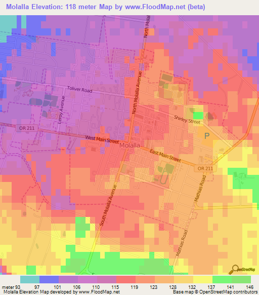 Molalla,US Elevation Map