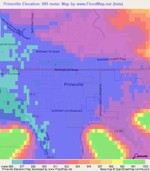 Prineville,US Elevation Map