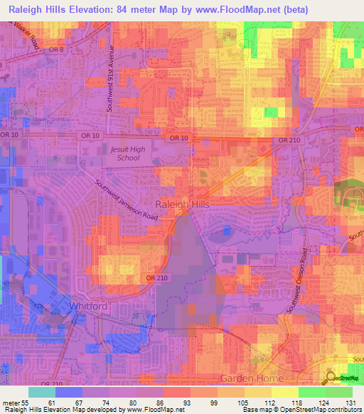 Raleigh Hills,US Elevation Map