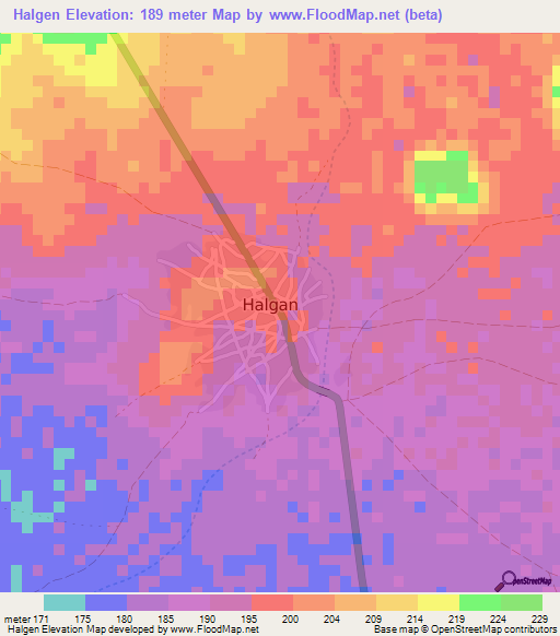 Halgen,Somalia Elevation Map