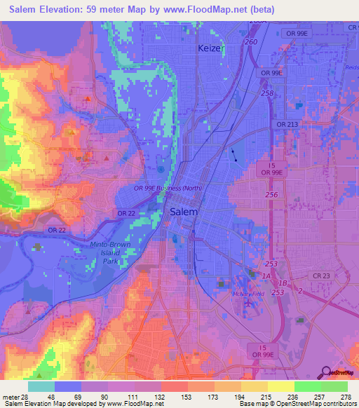 Salem,US Elevation Map