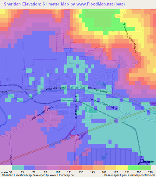Sheridan,US Elevation Map