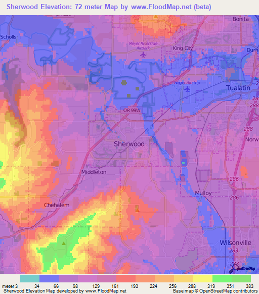 Sherwood,US Elevation Map